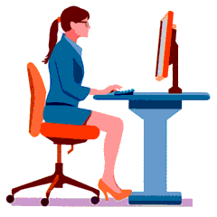 Bildschirm und Sitzhaltung