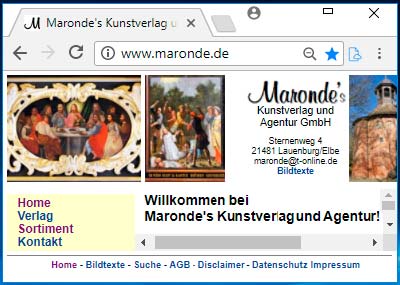 Homepage Maronde's Kunstverlag im Chrome-Browser