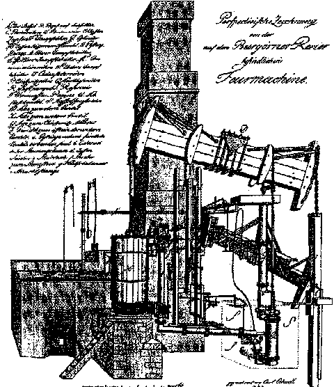 Hettstedter Dampfmaschine, Zeichnung von Karl Friedrich B�ckling